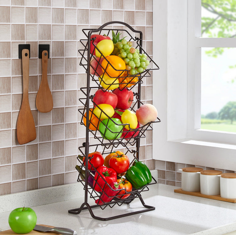 Multi-Layer Iron Storage Shelf for Home & Kitchen Organization