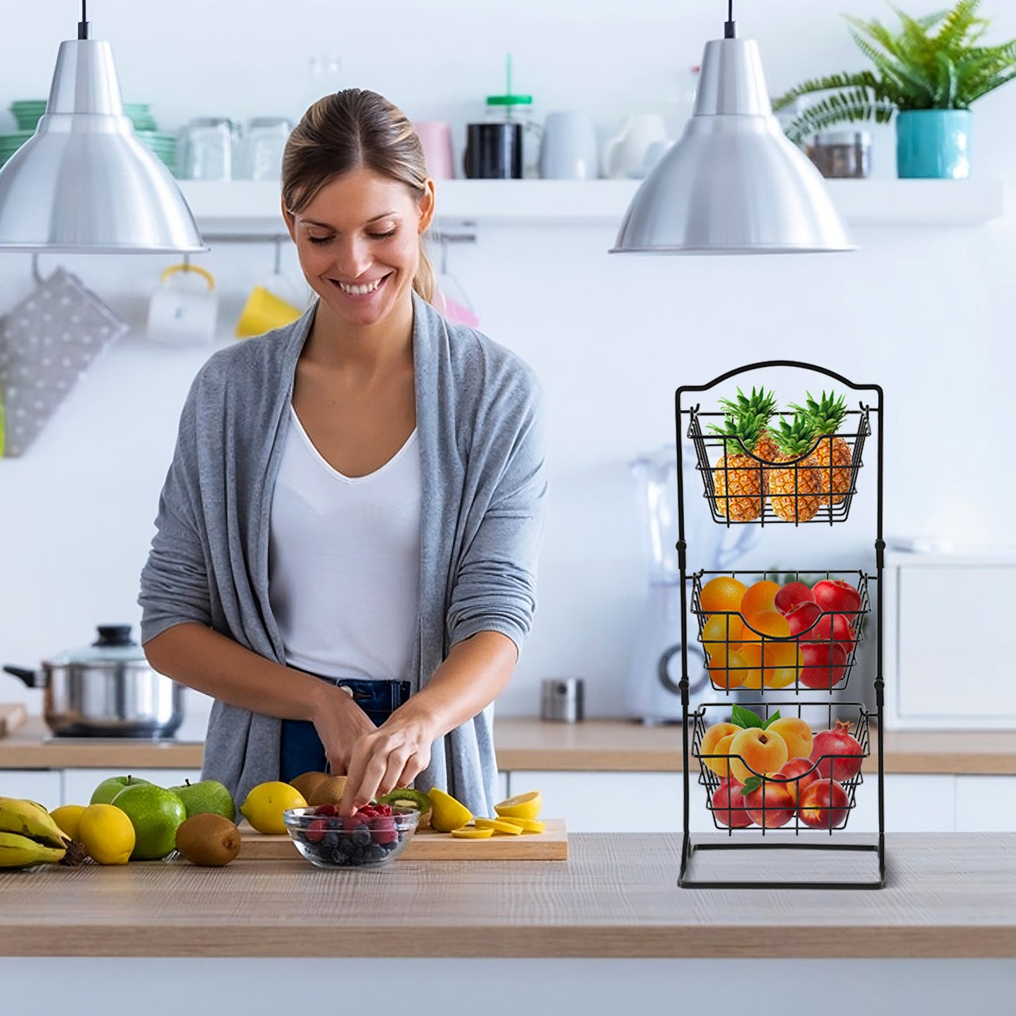 Multi-Layer Iron Storage Shelf for Home & Kitchen Organization