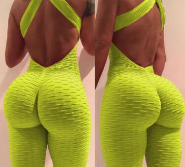 Backless Yoga Jumpsuit with Cross Design Full Bodysuit Tracksuit