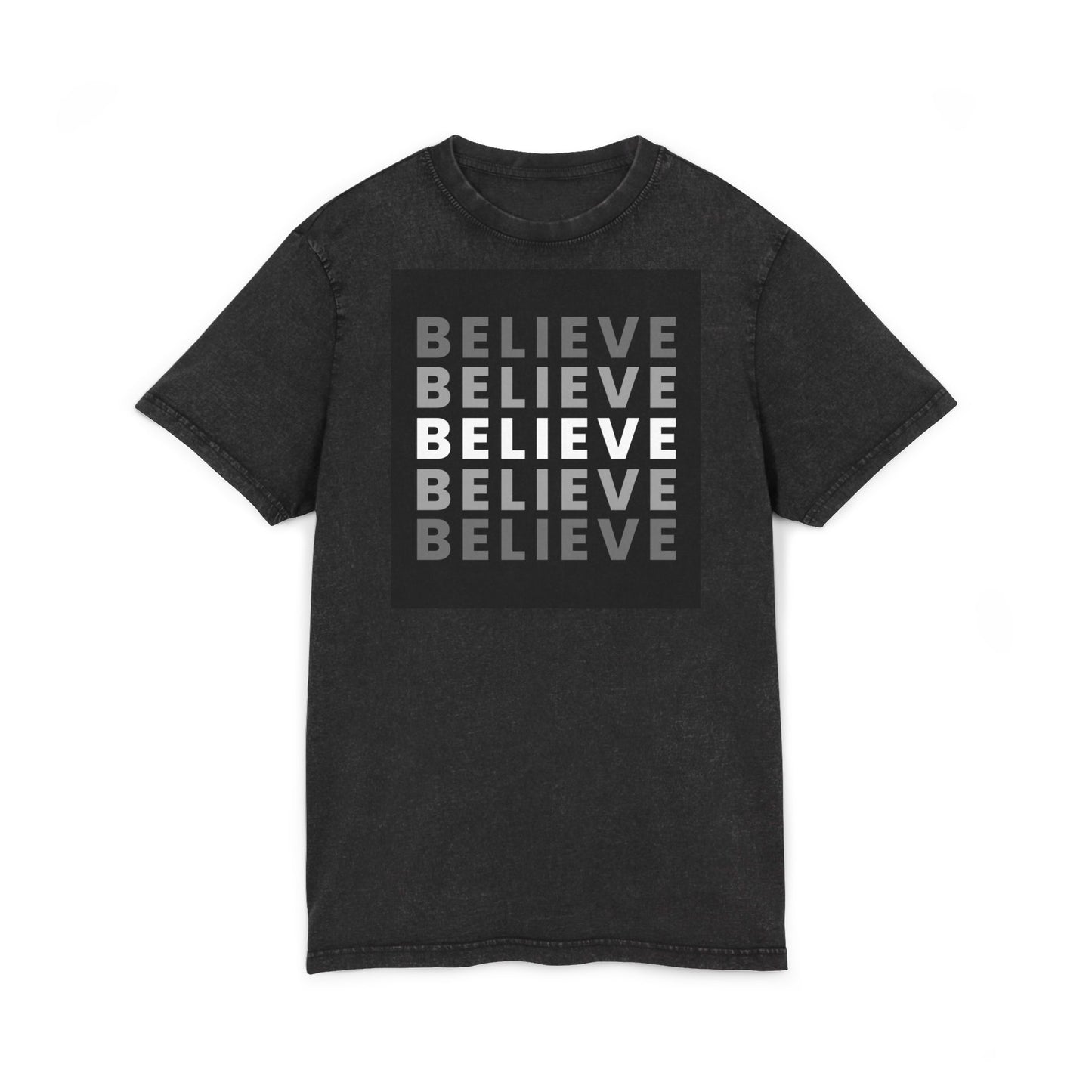 Believe Acid Washed Round Neck Tee