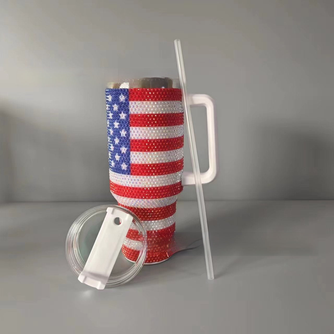 Stainless Steel Cup with Stars and Stripes Flag Design