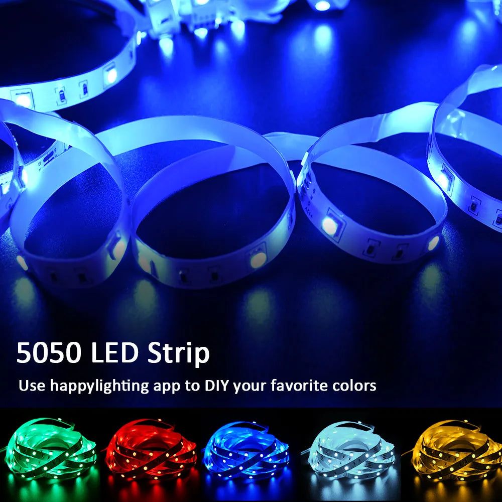 LED Strip Light RGB 5050 Music Sync Color Changing Sensitive Built-in Mic
