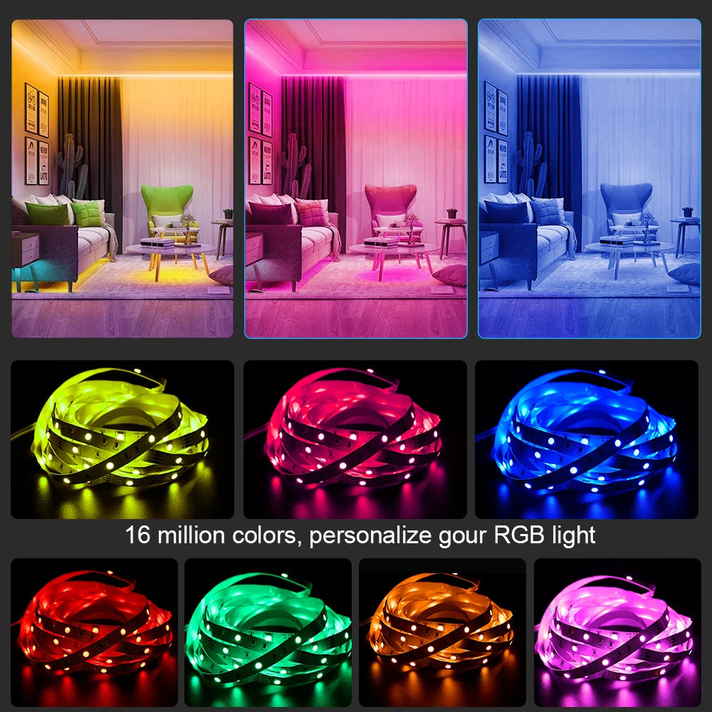 LED Strip Light RGB 5050 Music Sync Color Changing Sensitive Built-in Mic