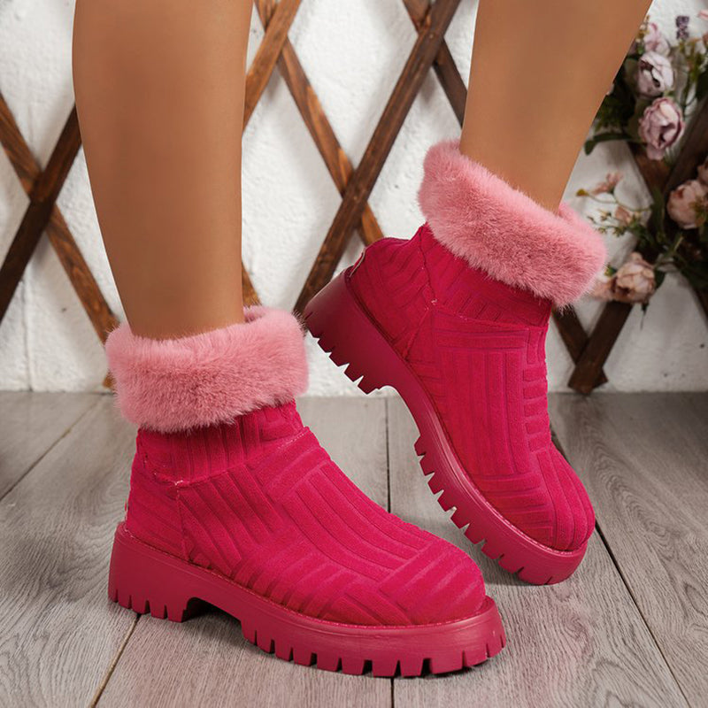 Winter Ankle Boots Fashoin Thick-soled For Women Plush Shoes