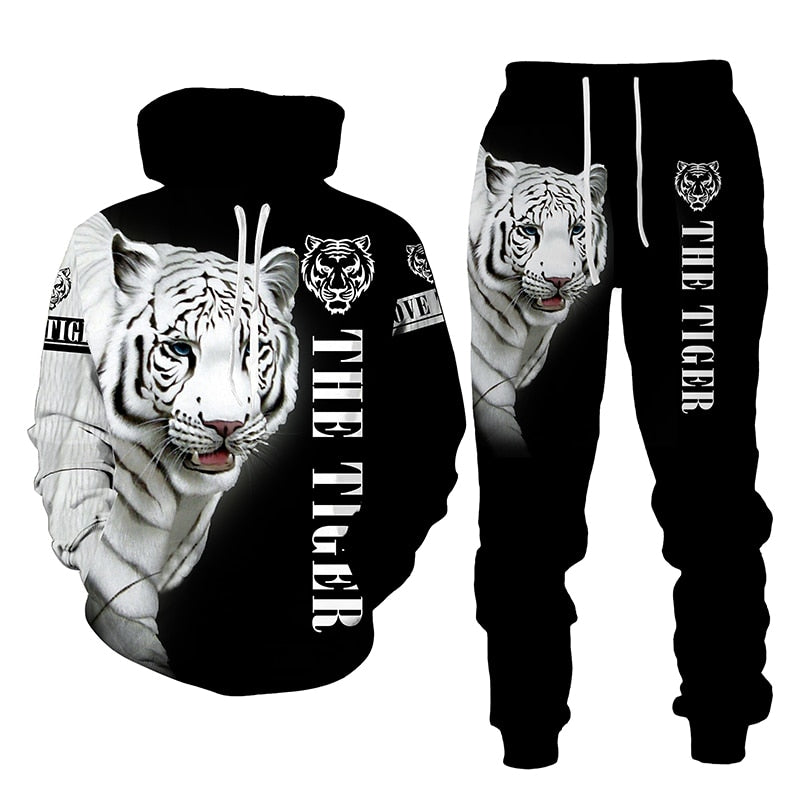 Lion Tiger 3D Digital Printing Hoodie Men's Hooded Suits