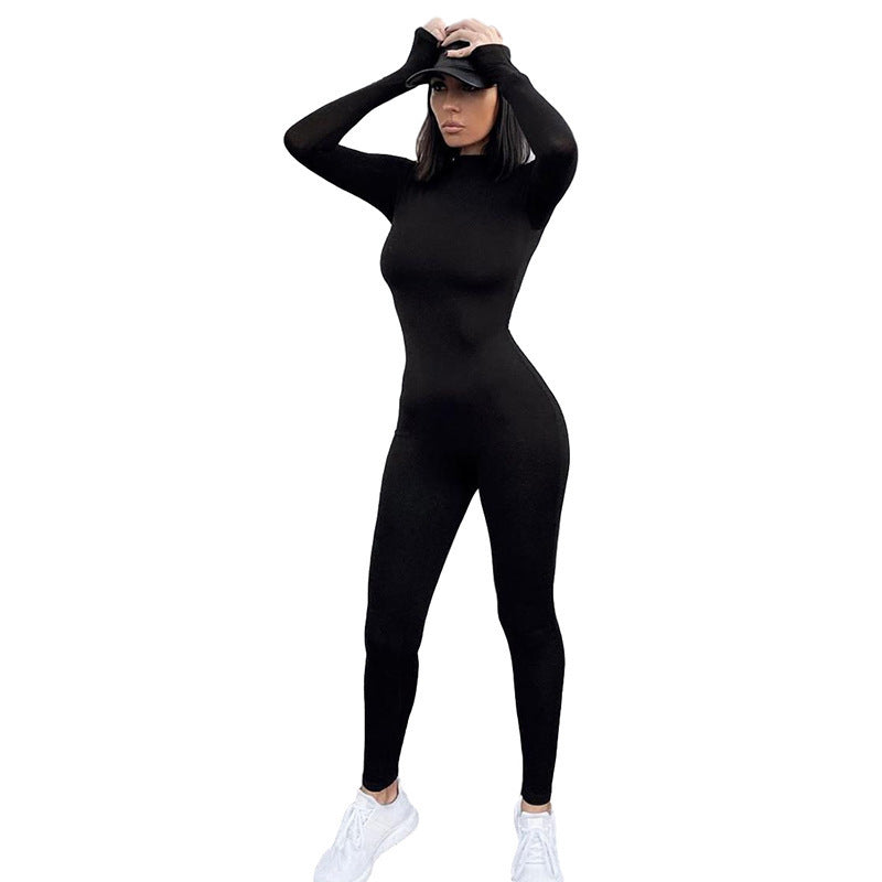 Long Sleeve Round Neck Jumpsuit Body Sculpting Fitness