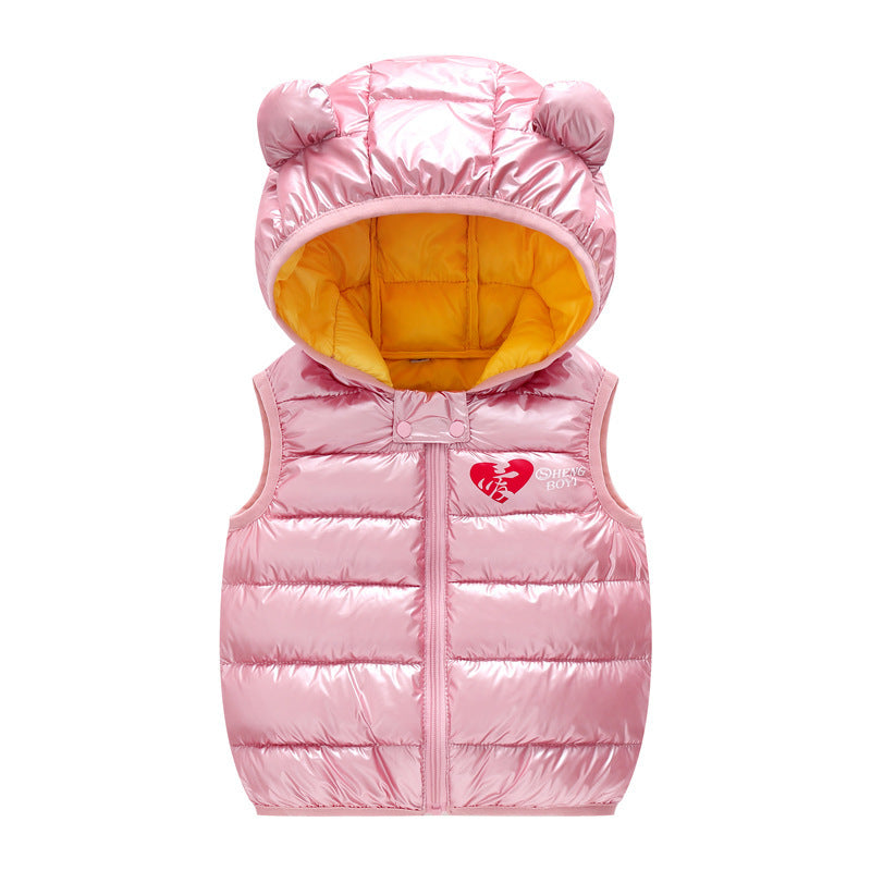 Children Warm Down Vest  Baby Boys Girls Sleeveless Waistcoat Kids Outerwear Vests Children Hooded Jackets