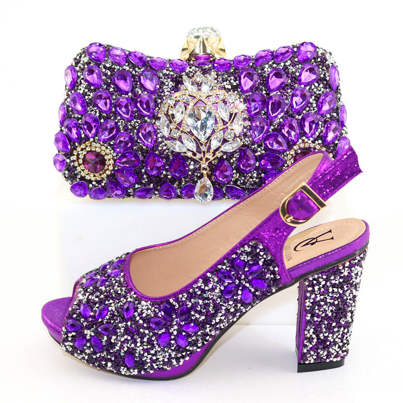 High Heel Style Bag With Rhinestone Shoes