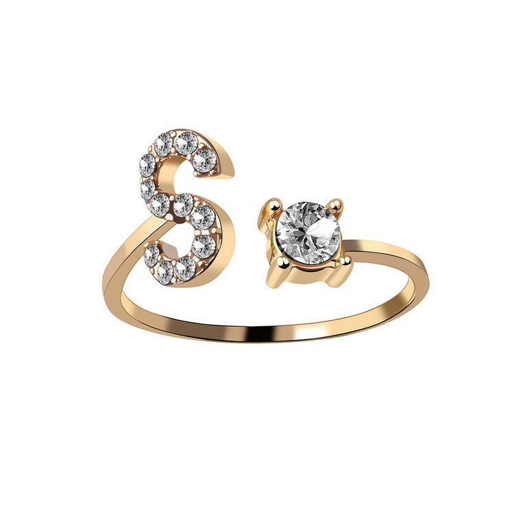 Design Adjustable 26 Initial Letter Ring Fashion Jewelry For Women Simple Elegant