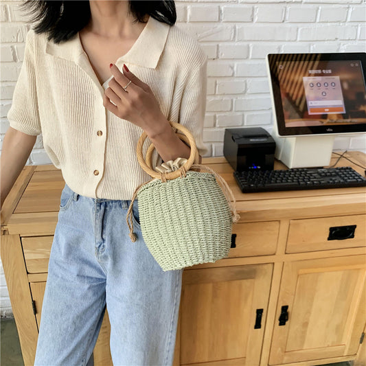 Straw pottery shaped handbag