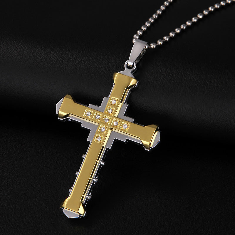 Men's Crystal Cross Pendant