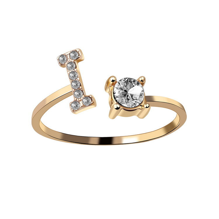 Design Adjustable 26 Initial Letter Ring Fashion Jewelry For Women Simple Elegant