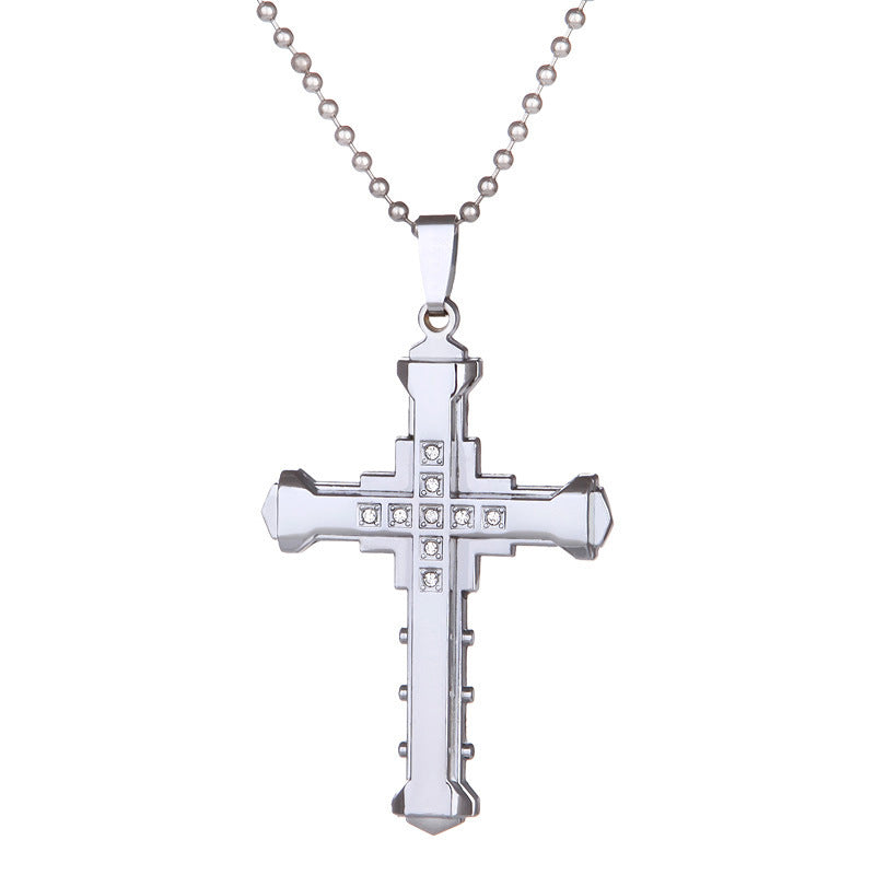 Men's Crystal Cross Pendant