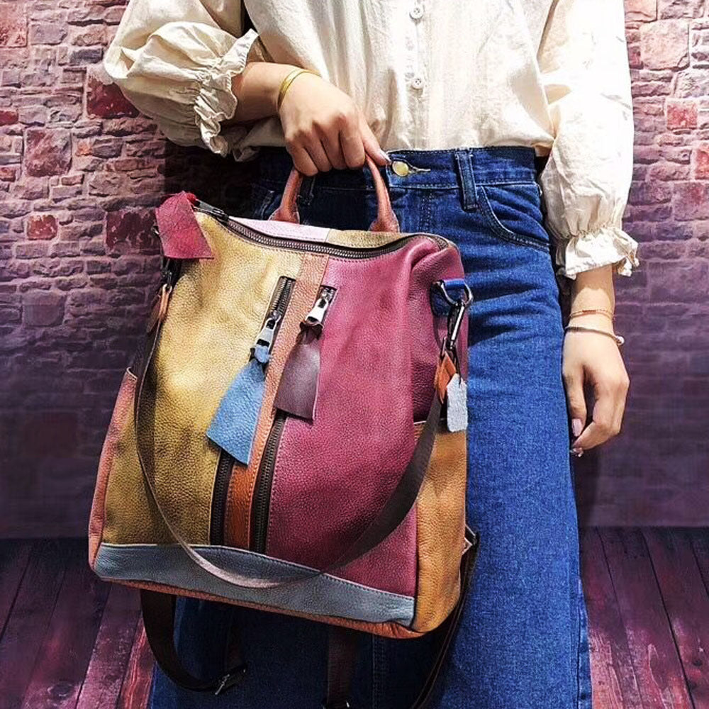 Women Cowhide Leather Backpacks