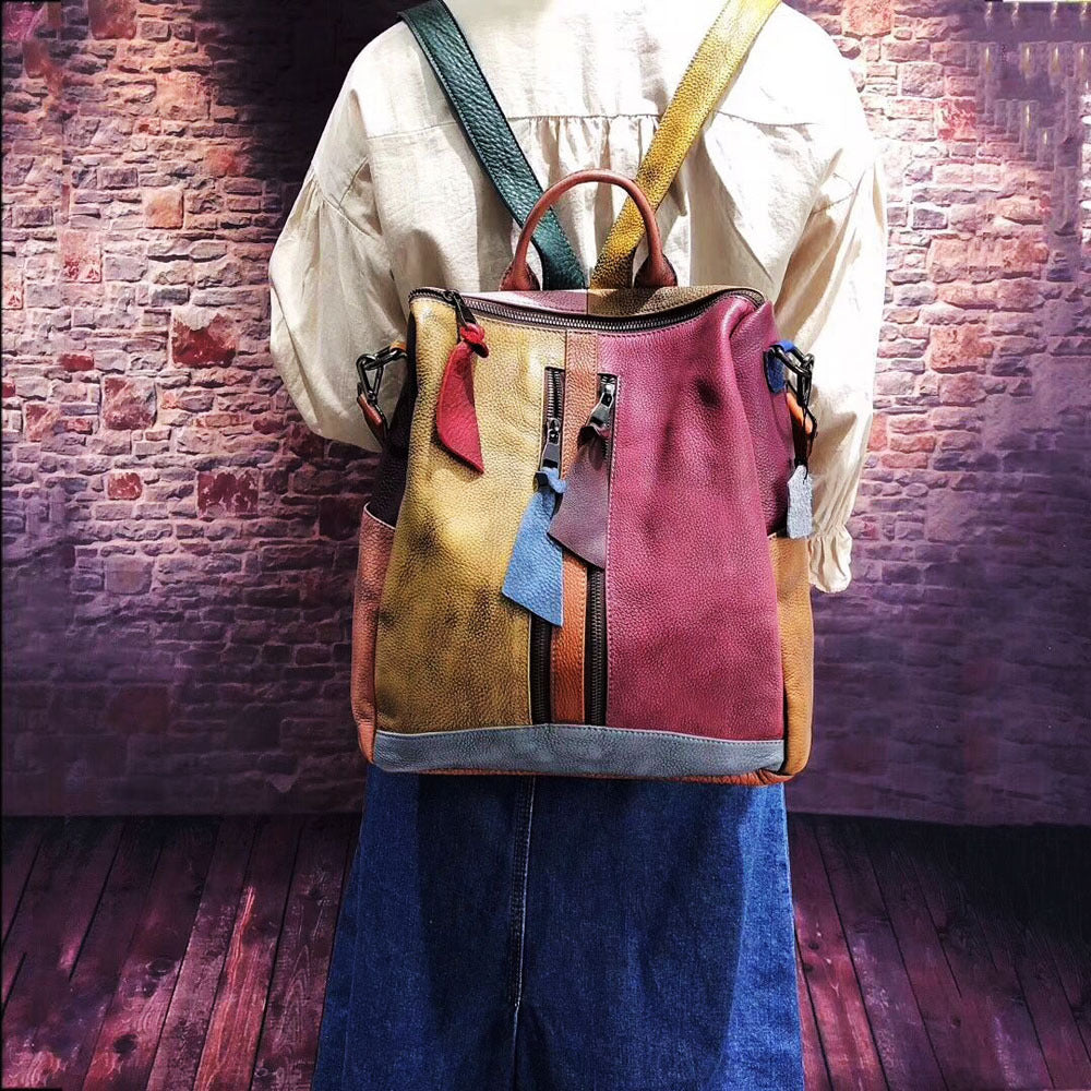 Women Cowhide Leather Backpacks