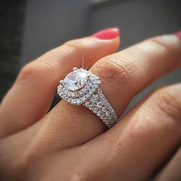 Platinum 18k Plated White Gold Diamond Ring