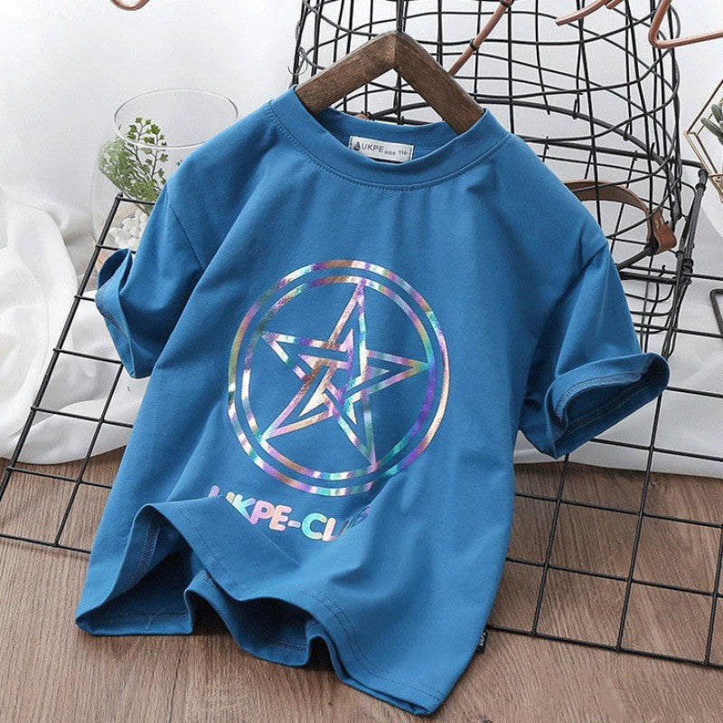 Short Sleeve T-shirt  Net Red Laser Reflective Cub