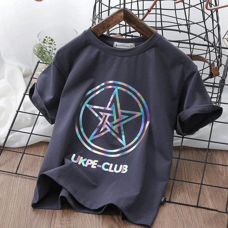 Short Sleeve T-shirt  Net Red Laser Reflective Cub