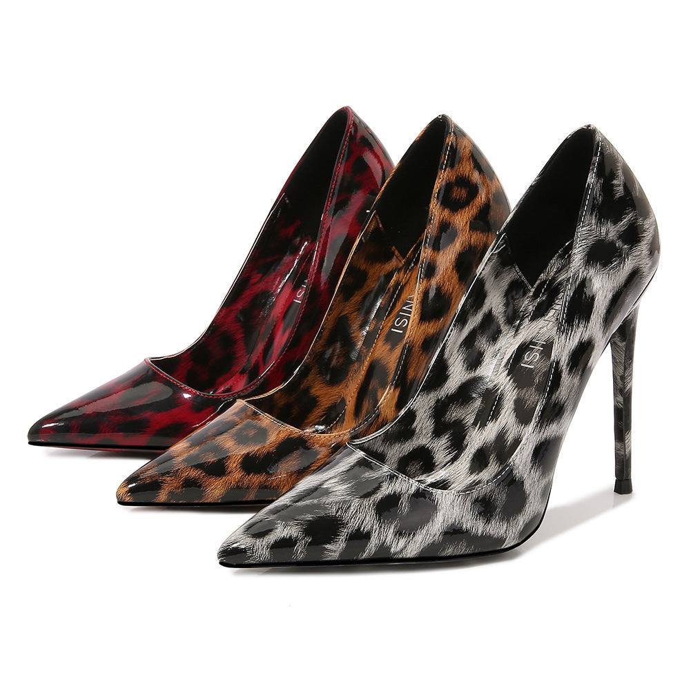 Leopard Print Pointed High Heel Shoes