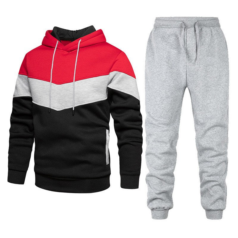 Sports Sweater Suit Men's Color Matching Hoodie Suit