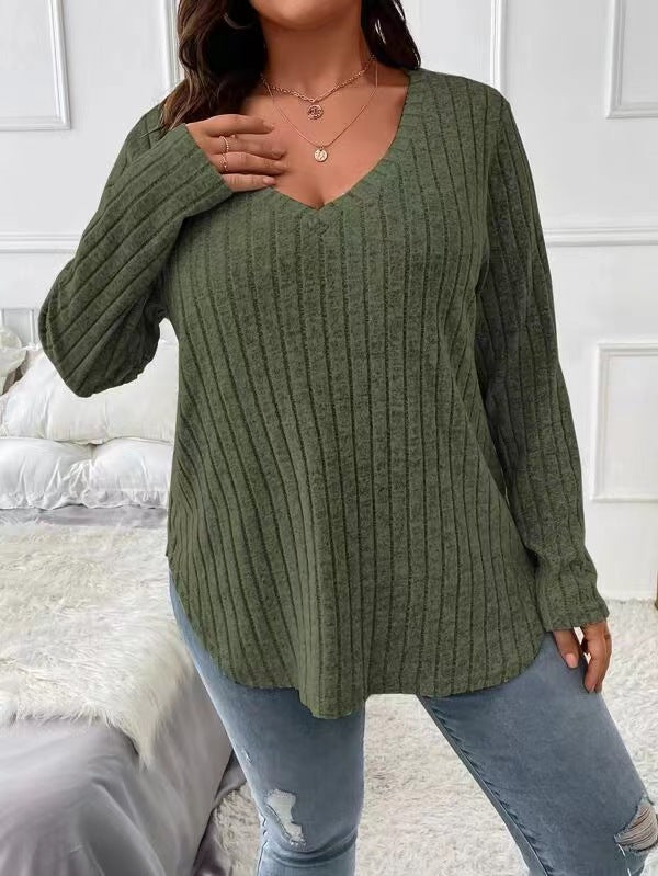 Fashion V-neck Long-sleeved T-shirt