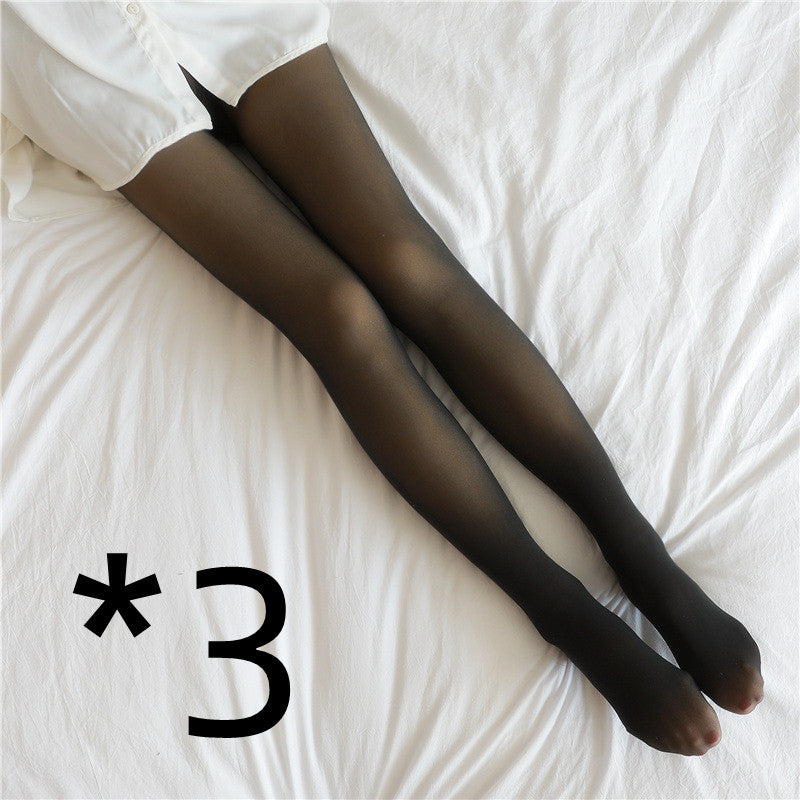 Translucent Plus Size Leggings Fleece Lined Tights Fall And Winter Warm Fleece Pantyhose