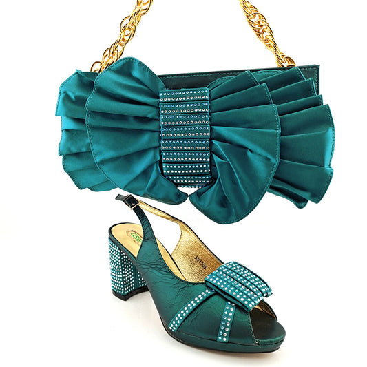 Fashion Suit Fish Mouth Hollow High Heels And Bow Clutch Bag