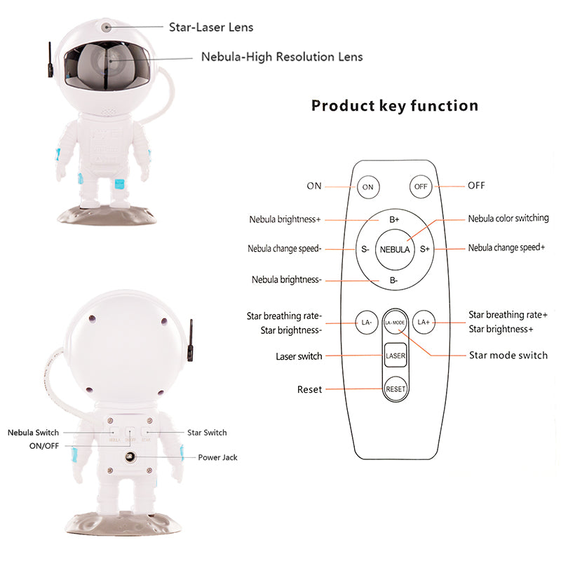 Projector Astronaut Starry Sky Projector Remote Control Music Laser