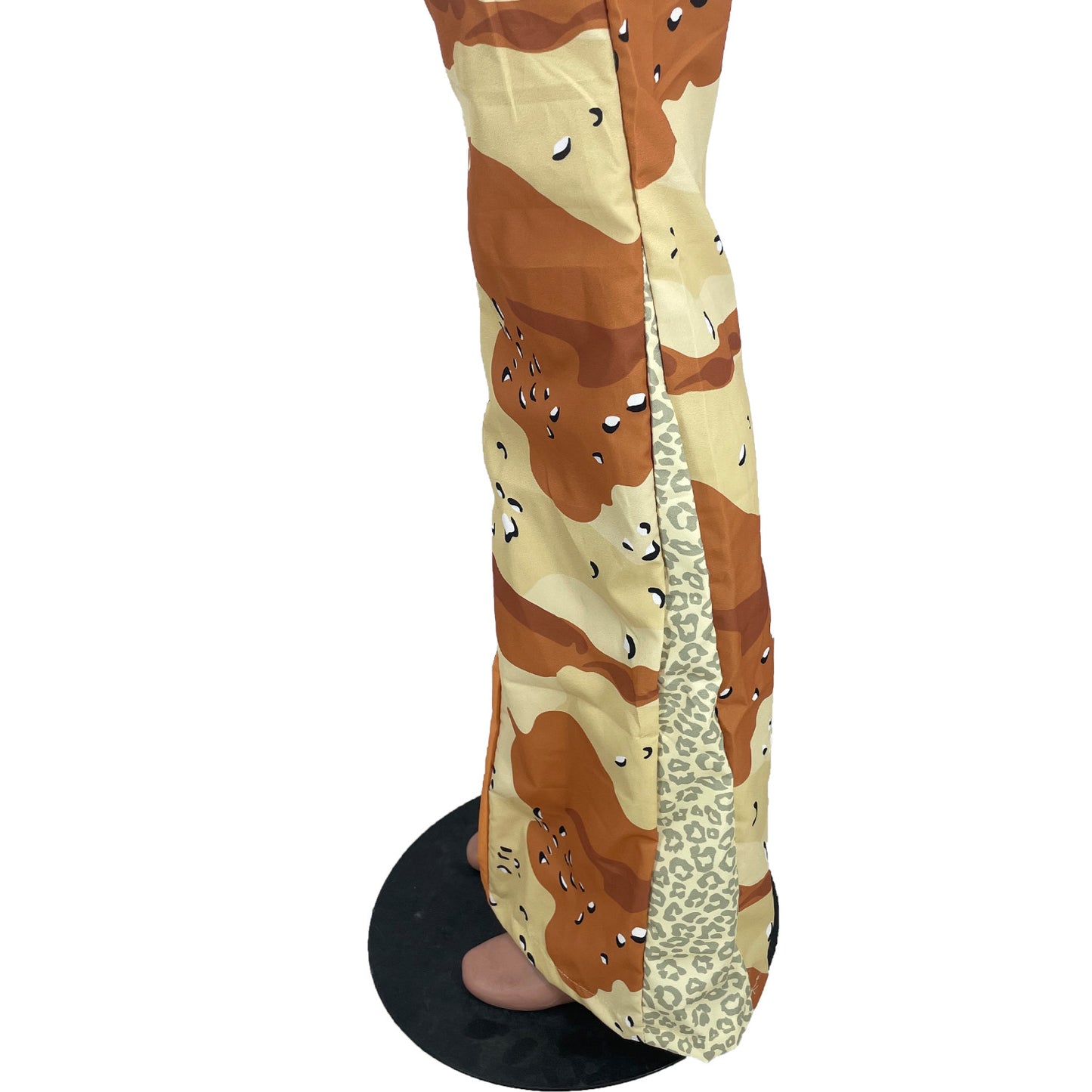 Camo Stitching Flared Pants