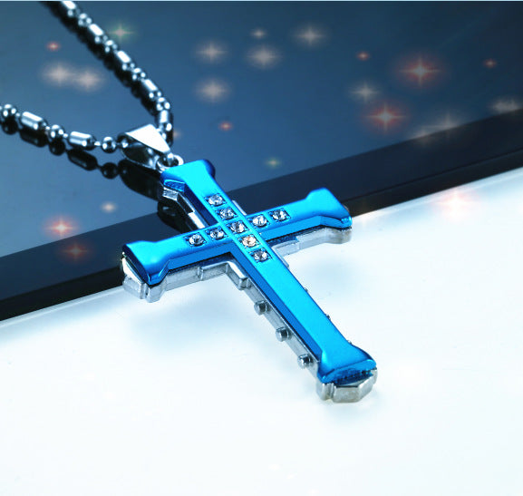 Men's Crystal Cross Pendant