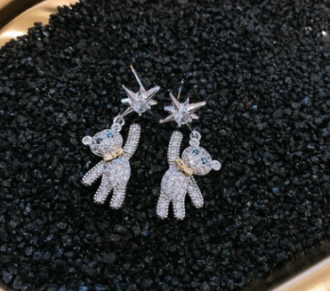 Bear Silver Earrings