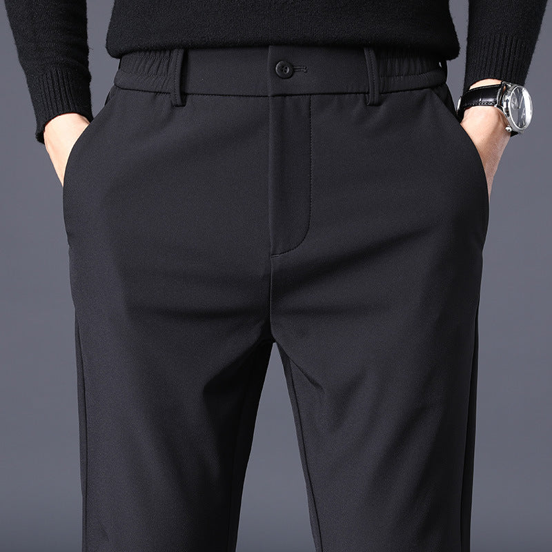 Fleece-lined Thick Casual Pants Slim Fit Ankle Tight Trousers