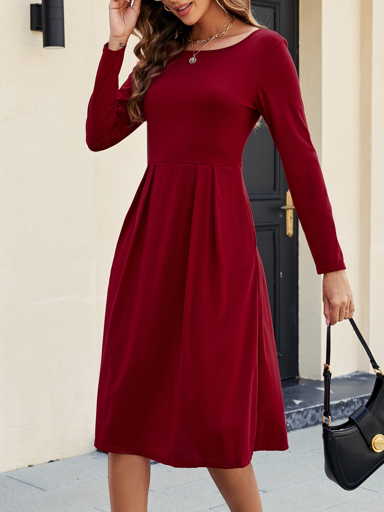 Fashion Casual Round-neck Long-sleeved Dress