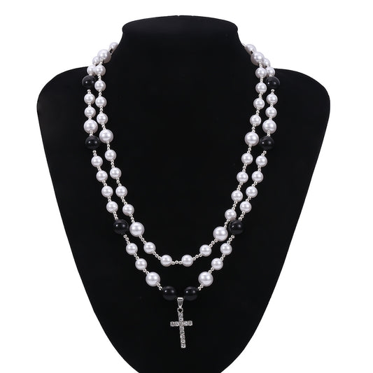 Pearl necklace with cross pendant