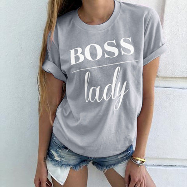 Casual Letter Printed T-shirt Tops Lady Tee Printed Short Sleeve Tops