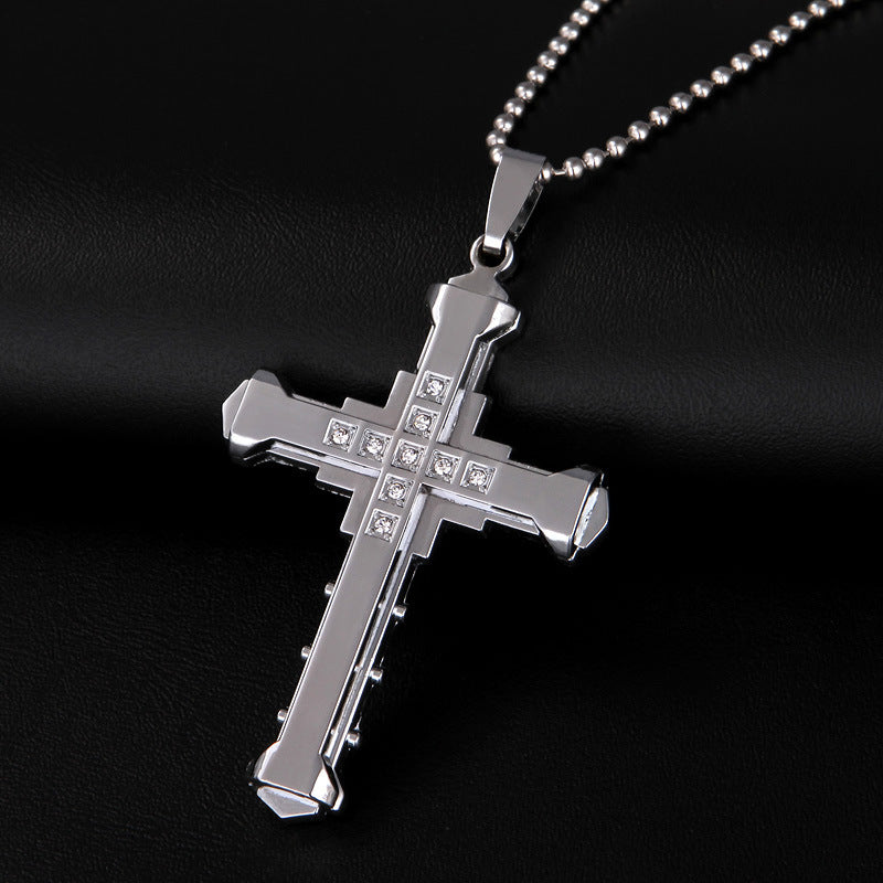 Men's Crystal Cross Pendant