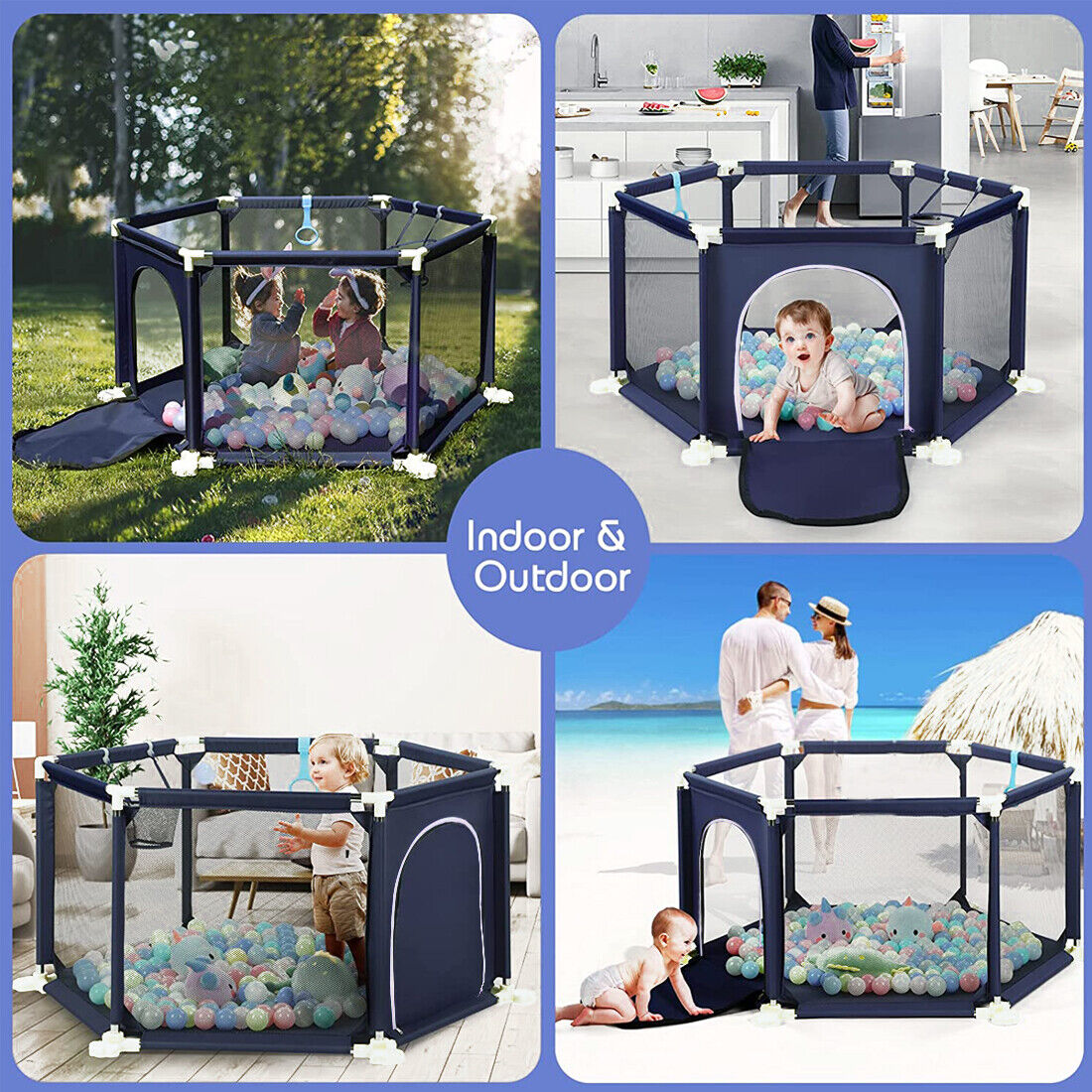 Large Playpen For Kids Toddlers & Infant Activity Center Safety Play Fence Yard