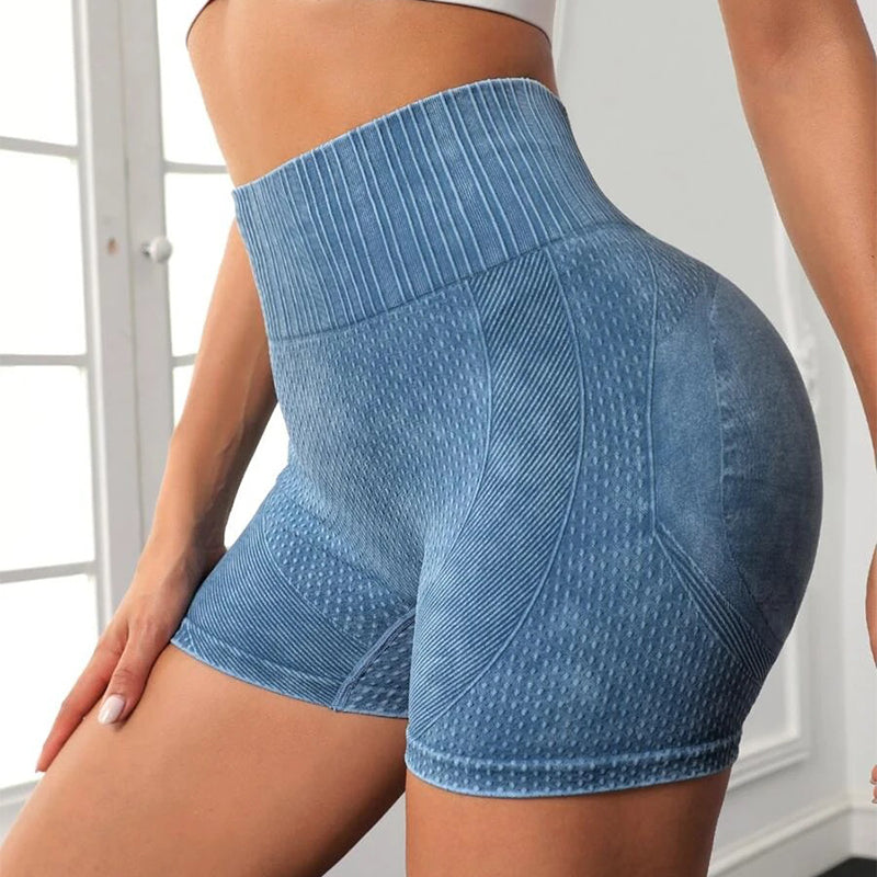 High-waisted Hip-lifting Solid Color Quick-drying Tight Running Yoga Shorts