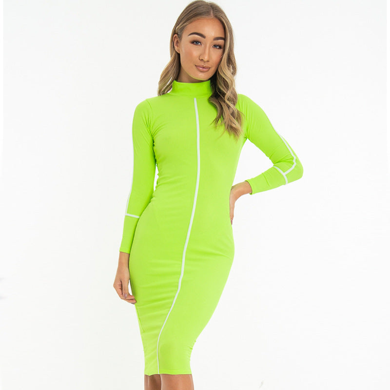 High Neck Long Sleeve Dress