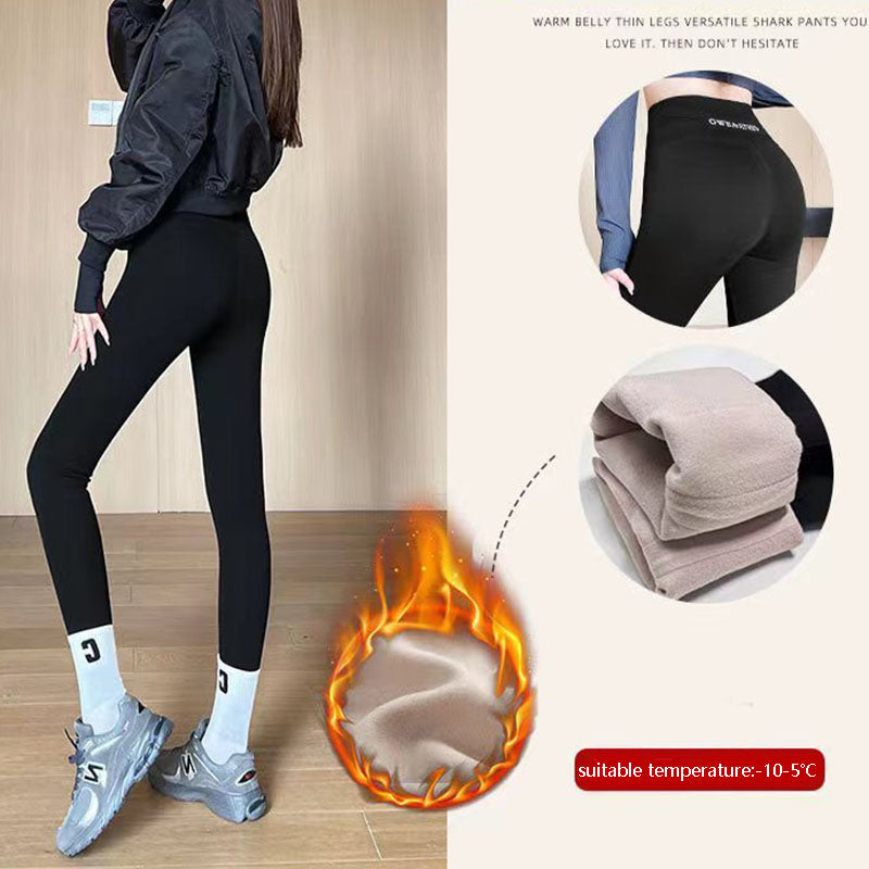 Fleece Thickened Leggings Winter High Waist Tight Skinny Tummy Control Buttocks Slimming Yoga Pants