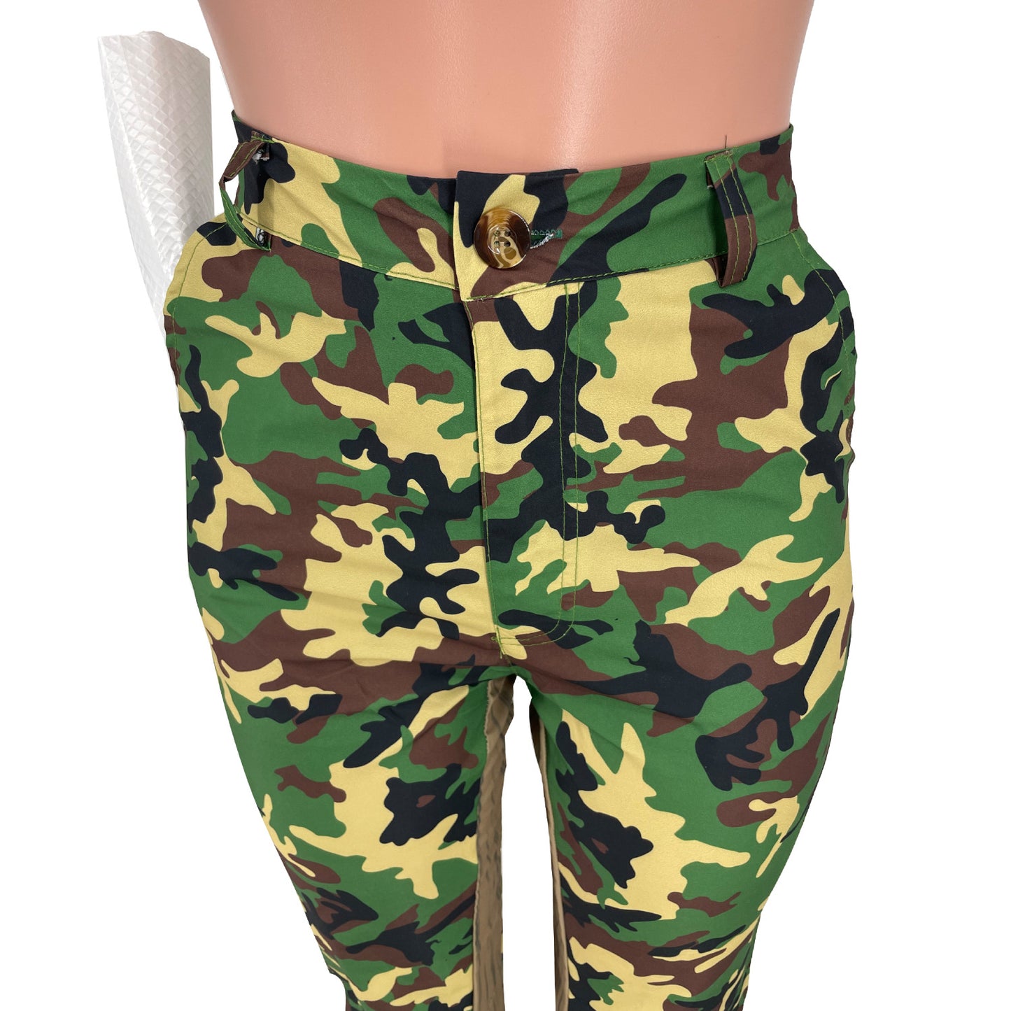 Camo Stitching Flared Pants