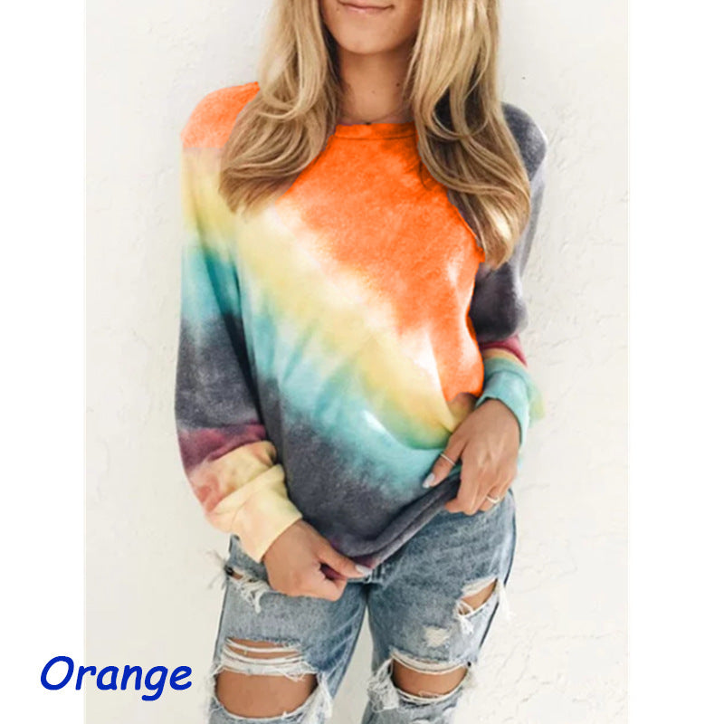 Rainbow Casual Long Sleeve T-shirt for Women