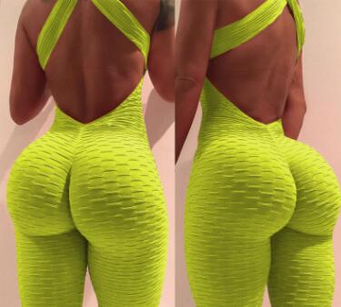 Yoga Jumpsuit Cross Design Backless Tracksuit Full Bodysuit