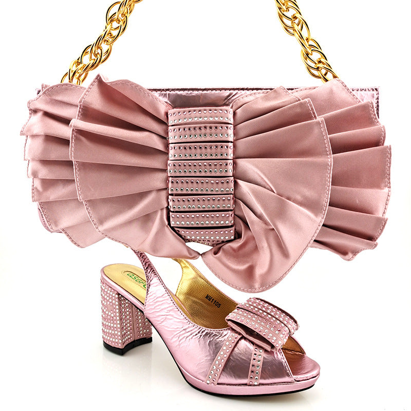 Fashion Suit Fish Mouth Hollow High Heels And Bow Clutch Bag