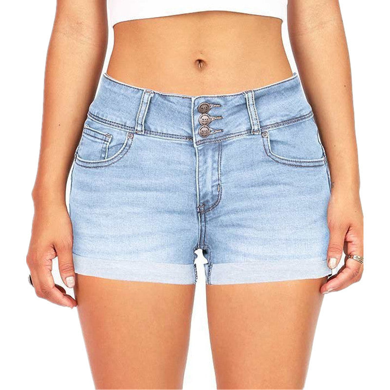 Waist-tight Denim Elastic Color Cloth Shorts Hot Pants