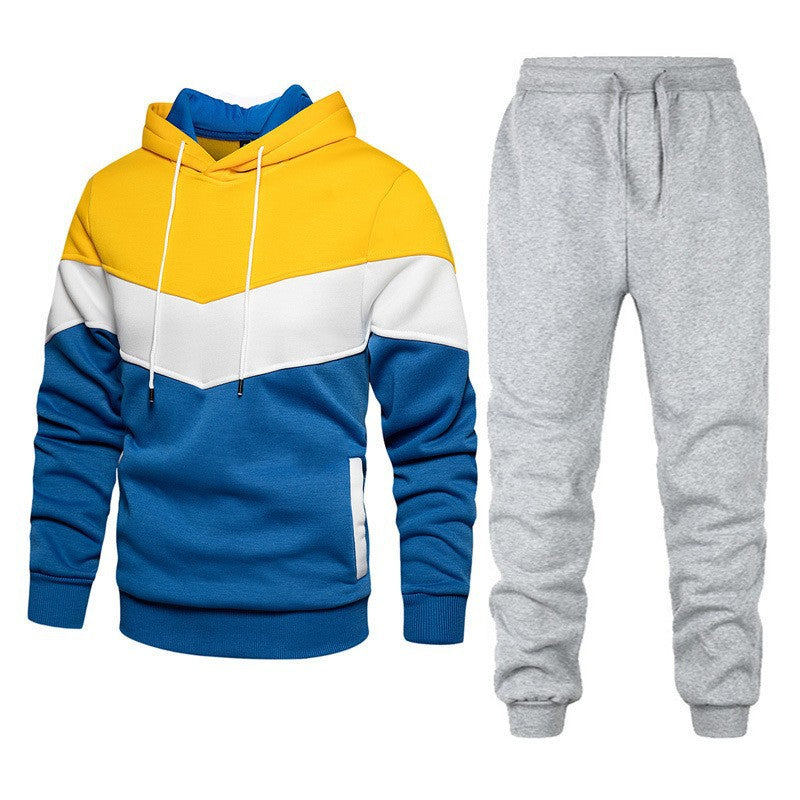 Sports Sweater Suit Men's Color Matching Hoodie Suit