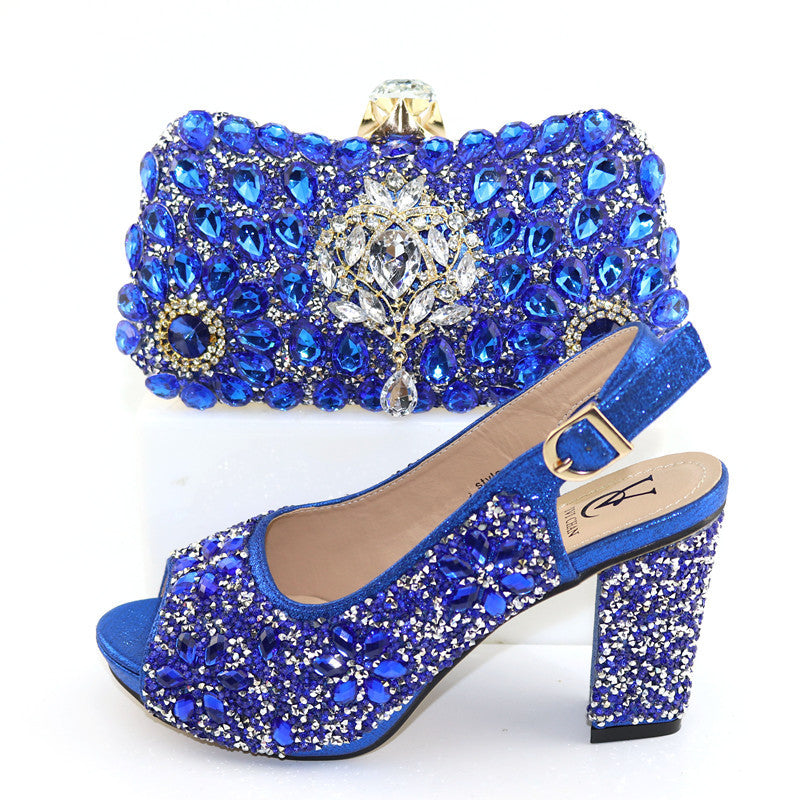 High Heel Style Bag With Rhinestone Shoes