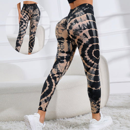 Tie Dye Printed Yoga Pants High Waist Hip Lifting Fitness Running Sports Leggings