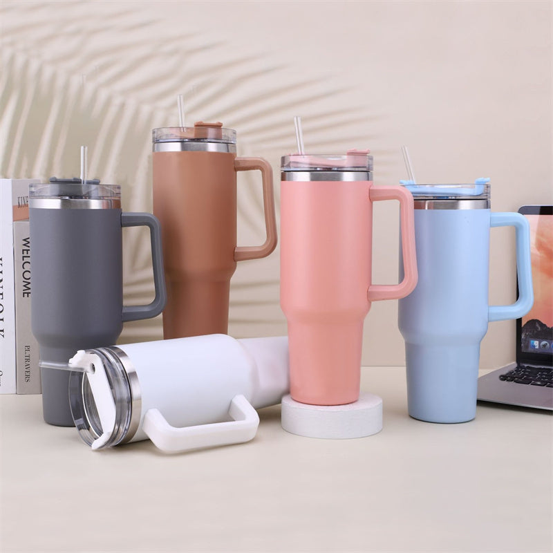 Stainless Steel Cup With Straw BPA Free Thermal Mug 40oz