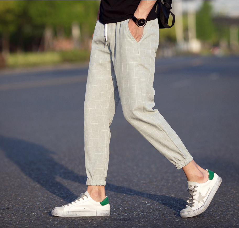 Casual Ankle-Length Plaid Jogger Pants